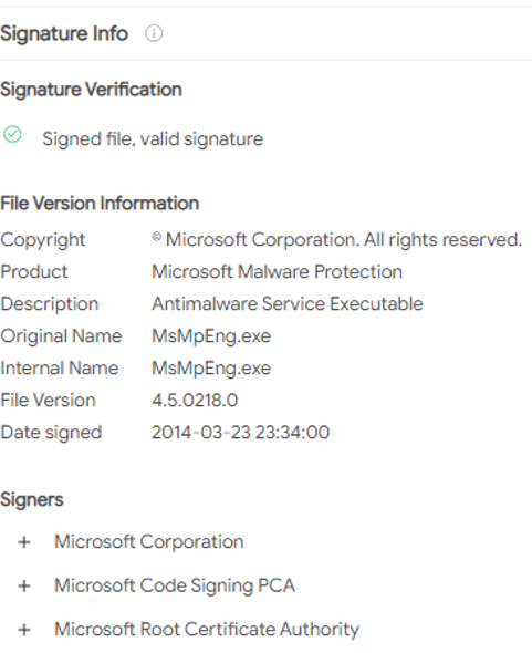 Signature Info
