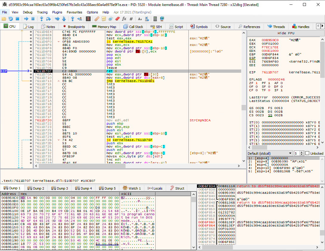First MZ file in the resource section