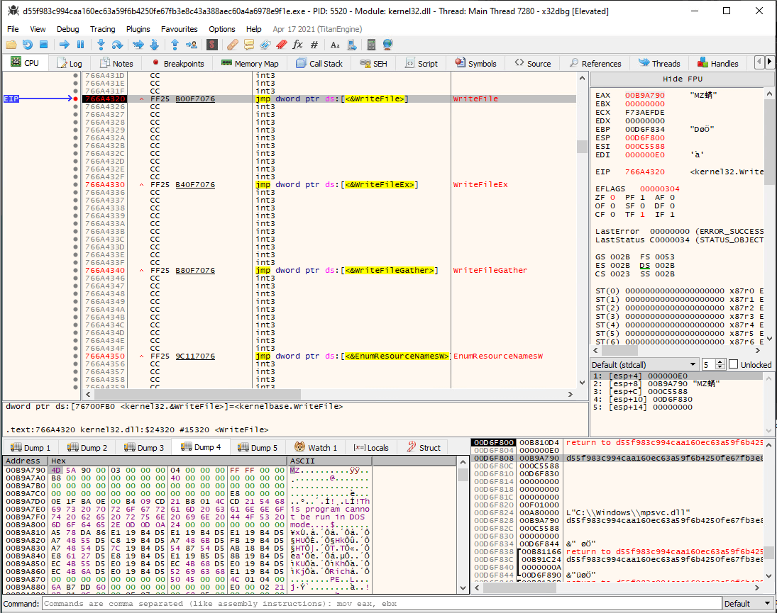 WriteFile WinAPI function